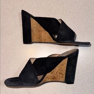 Valentino Garavani - black suede and cork wedge